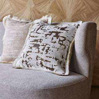 Caribou Snow White Cushion with Ecru Silk Fringe