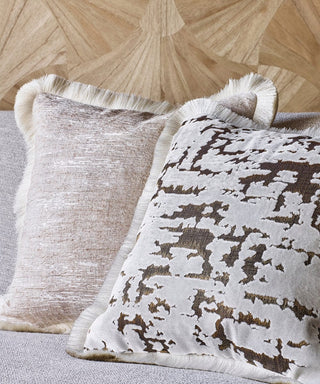 Falaise Cream Cushion with Ecru Silk Fringe