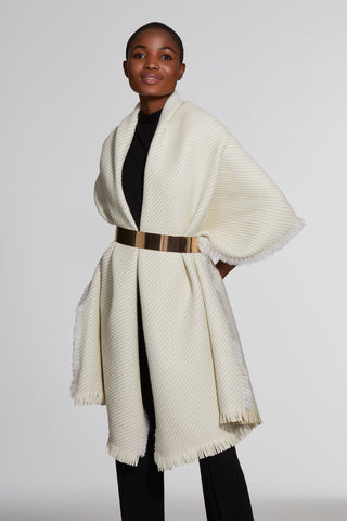 Woven Nappa Leather and Wool Scarf