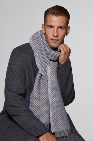 Woven Suede and Wool Scarf