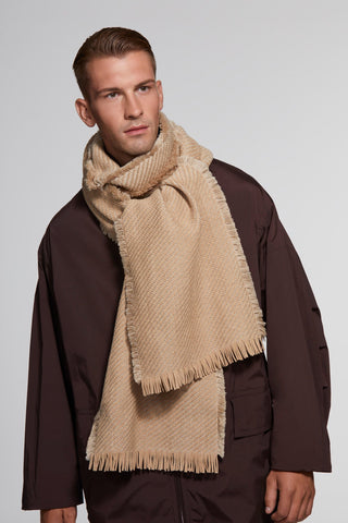Woven Suede and Wool Scarf
