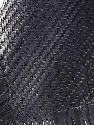 Woven nappa leather and wool scarf