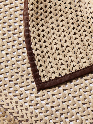 Knitted nappa leather scarf with contrast border