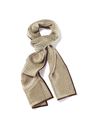 Knitted nappa leather scarf with contrast border