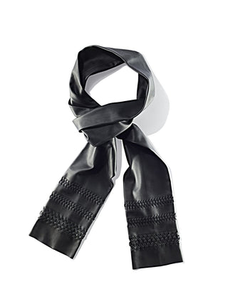 Luxury nappa leather scarf with hemstitch detail