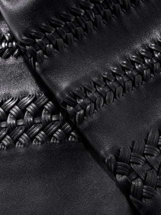 Luxury nappa leather scarf with hemstitch detail