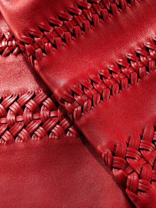 Luxury nappa leather scarf with hemstitch detail