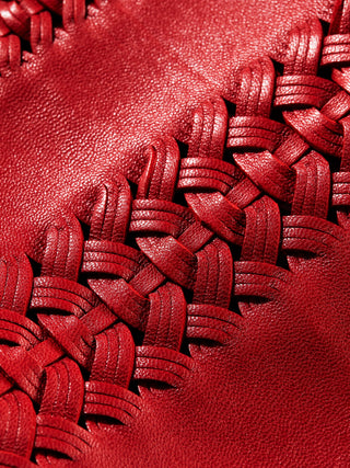 Luxury nappa leather scarf with hemstitch detail