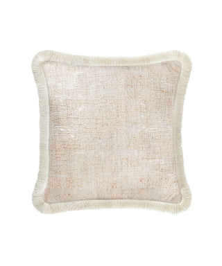 Falaise Cream & Ecru Silk Fringed Cushion