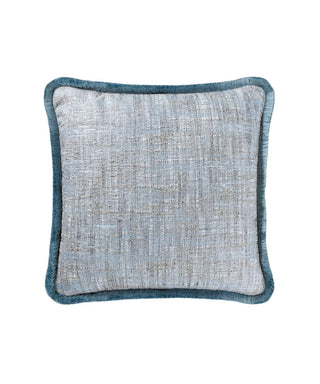 Falaise Blue & Wedgewood Silk Fringed Cushion