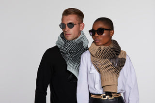 Bonded suede and cashmere mesh scarf