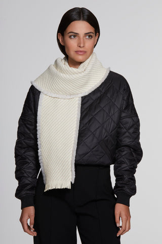 Woven Nappa Leather and Wool Scarf
