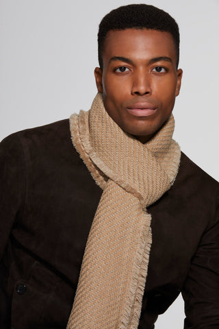 Woven Suede and Wool Scarf