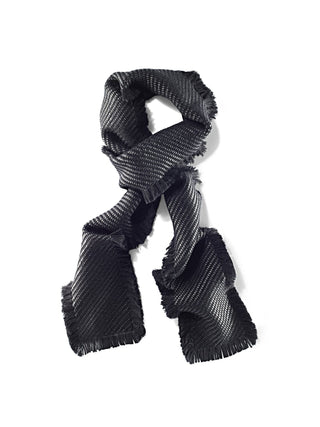 Woven nappa leather and wool scarf