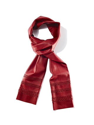 Luxury nappa leather scarf with hemstitch detail
